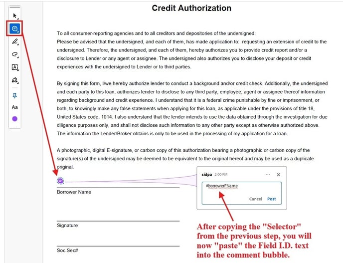CustomDoc - Field ID Comment