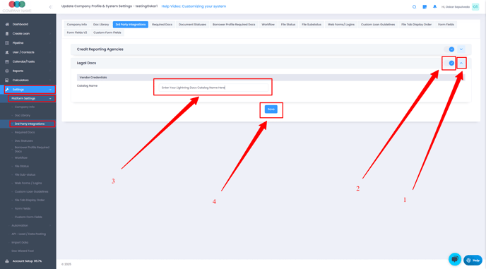 Enable Geraci Legal Docs in Platform Settings