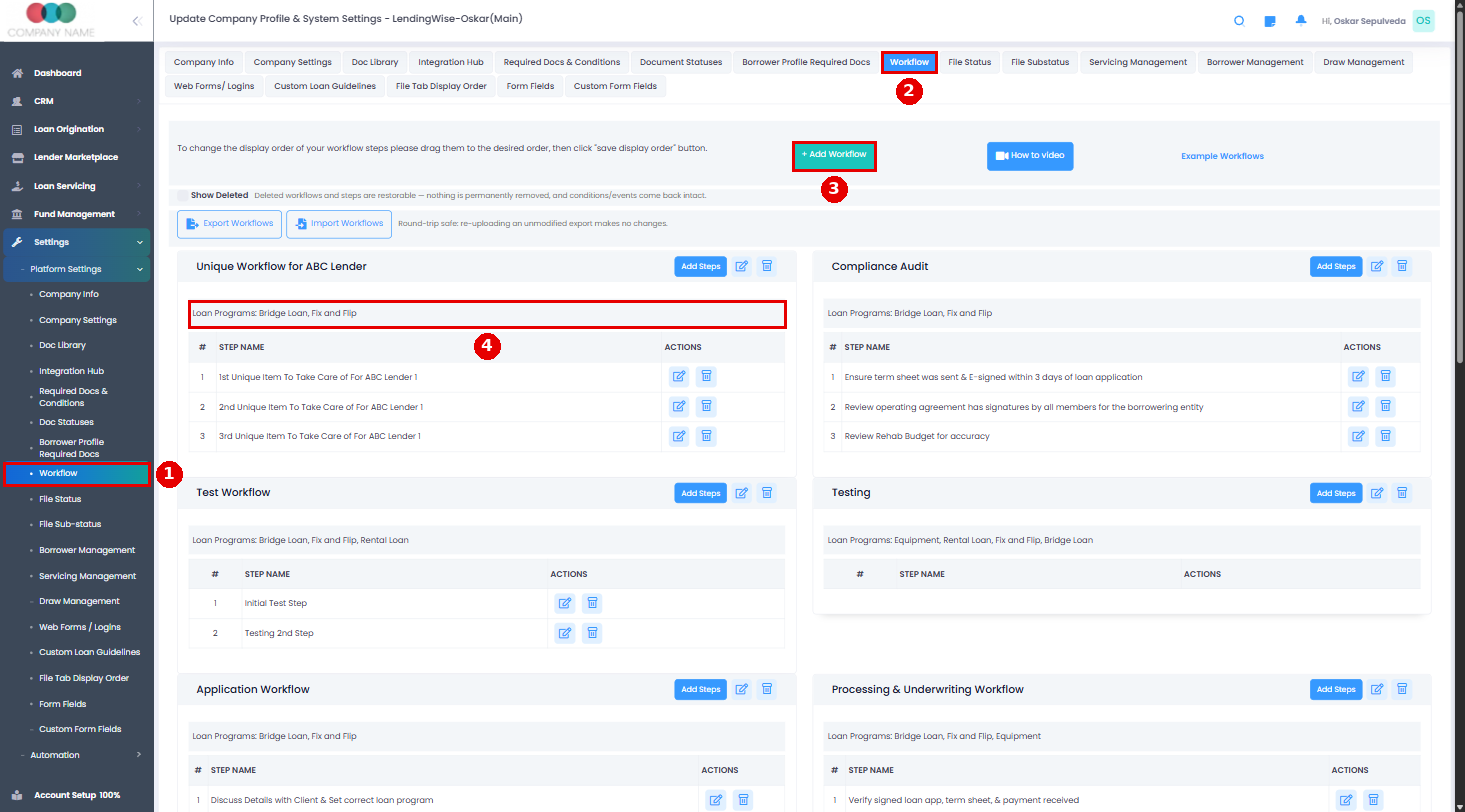 Workflow Settings